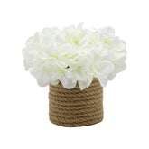 Anko Artificial Hydrangea with Rope Vase | 20cm x 22cm x 17cm | Garden-Inspired Aesthetics | Showpiece for Home decor, Office Desk, Bedroom, Balcony, Living Room, Table Top | Realistic Decorative item